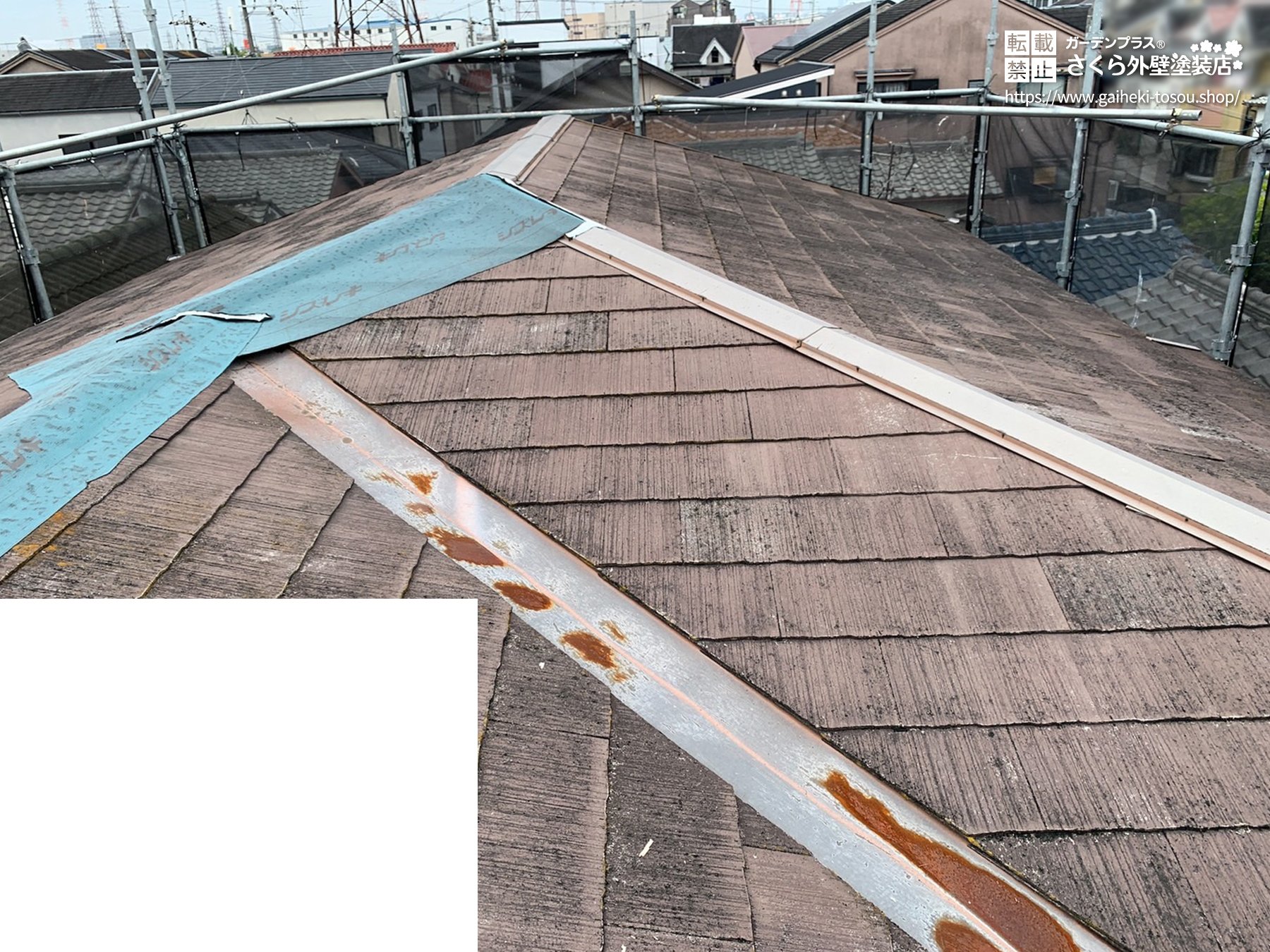 錆びが出た古い屋根のビフォー写真