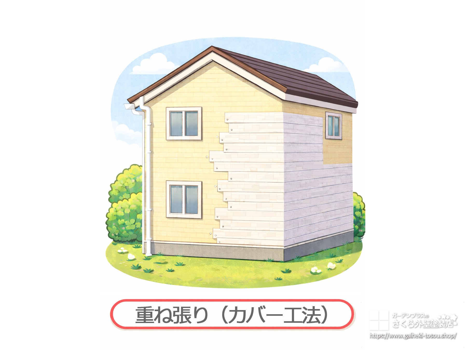 外壁重ね張り(カバー工法)のイメージ