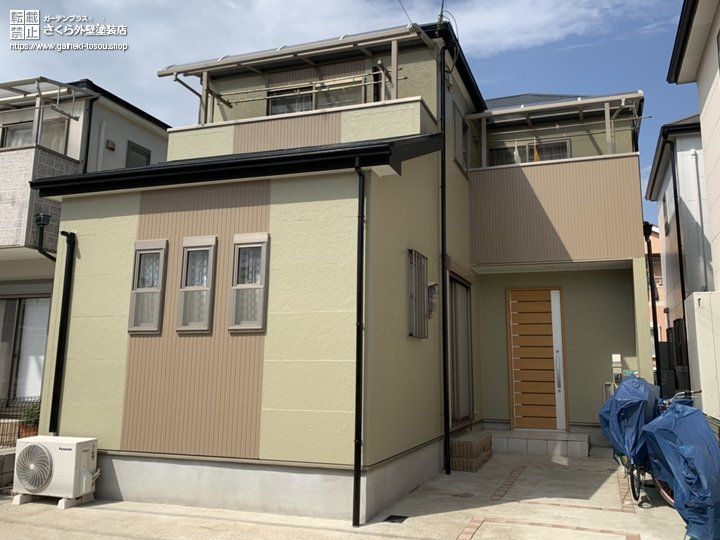 アースカラーを使った穏やかな和モダンテイストの外壁塗装 さくら外壁塗装店 外壁塗装リフォーム工事専門店