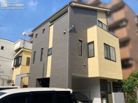 あたたかみのあるツートンカラーに塗装した外壁塗装
