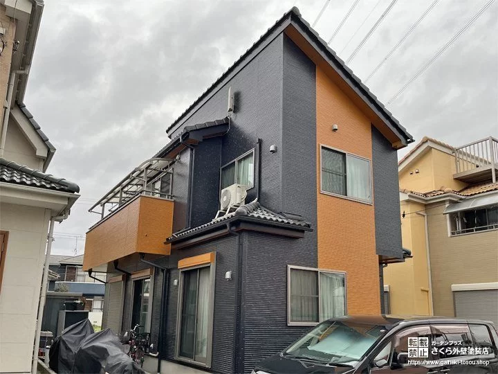 No.392 落ち着いたダークカラーに華やかなオレンジを加えた外壁塗装工事[塗装後]