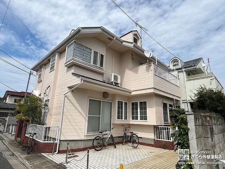 No.437 あたたかみのあるピンクベージュに進化した外壁塗装・屋根塗装工事[塗装後]