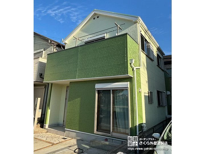 No.459 鮮やかなグリーンが涼し気なお住まいの外壁塗装・屋根塗装工事[塗装後]