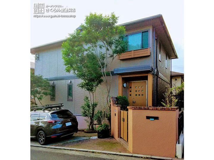 No.464 ベージュの落ち着きあるモダンなお住まいに生まれ変わった外壁塗装・屋根塗装工事[塗装後]