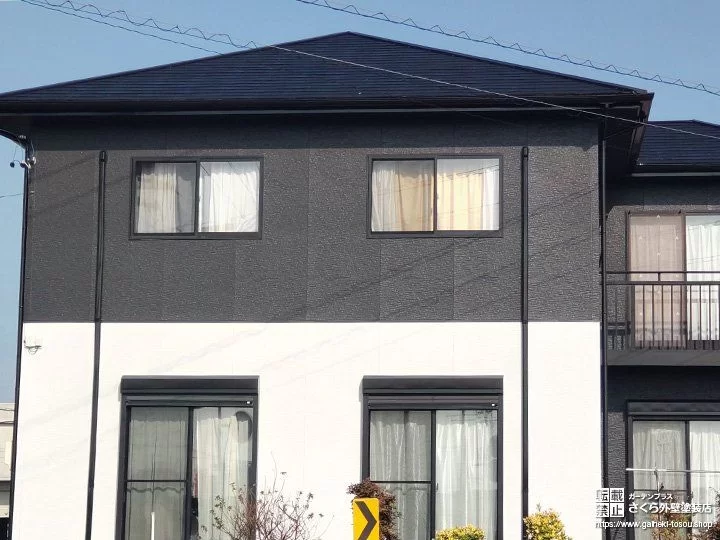 No.471 ホワイト×ブラックのツートンカラーがおしゃれな外壁塗装・屋根塗装工事[塗装後]