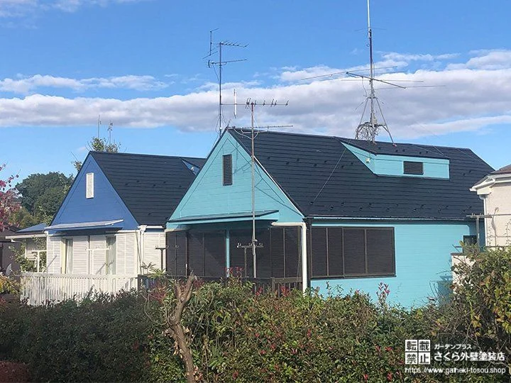 No.479 鮮やかな水色の外壁が爽やかな外壁塗装・屋根塗装工事[塗装後]
