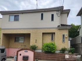 高意匠部分はクリアー塗料でツヤ感をアップさせた外壁塗装工事