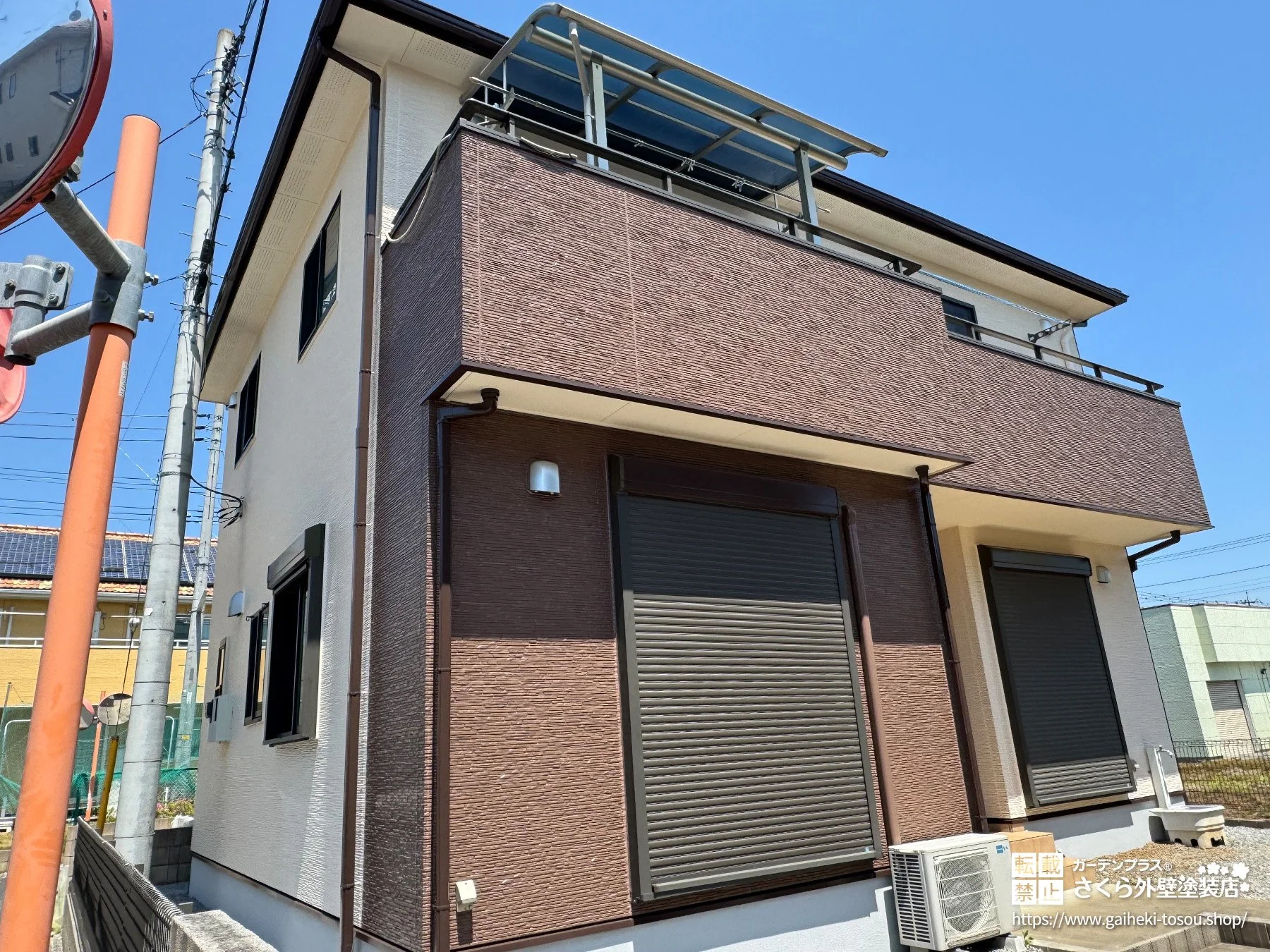 No.532 光沢感のあるブラウンとホワイトのツートンデザインがおしゃれな外壁塗装・屋根塗装工事[塗装後]
