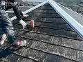 屋根塗装の様子 スレート屋根の補修・塗装を行いました[屋根塗装_下塗り]