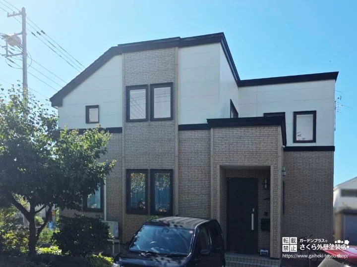 No.583 クリア塗装でタイル調外壁の意匠を活かした外壁塗装・屋根塗装工事[塗装前]