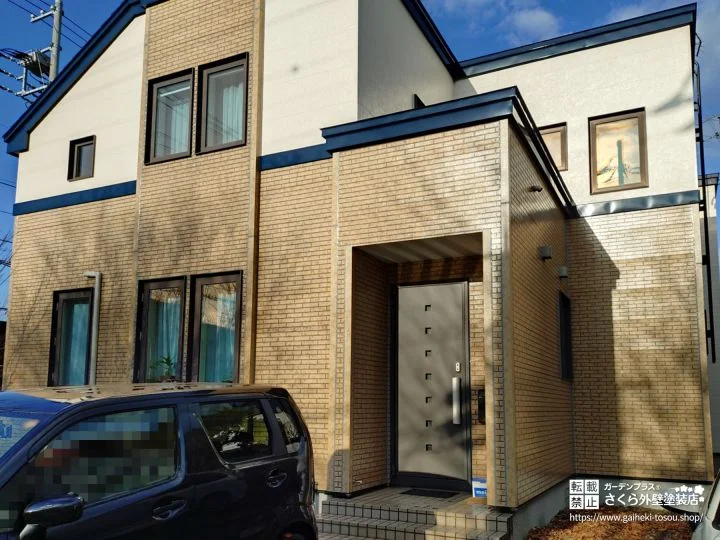 No.583 クリア塗装でタイル調外壁の意匠を活かした外壁塗装・屋根塗装工事[塗装後]