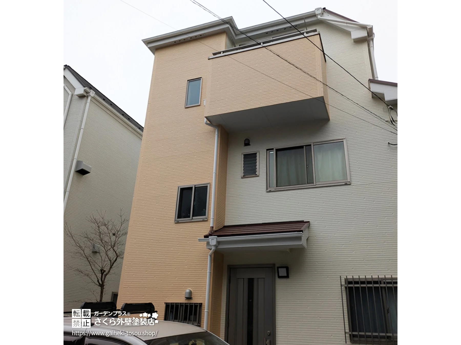 No.603 遮熱塗料で屋根からの暑さ対策も万全！上品なブラウンベージュのツートン外壁塗装・屋根塗装工事[塗装後]