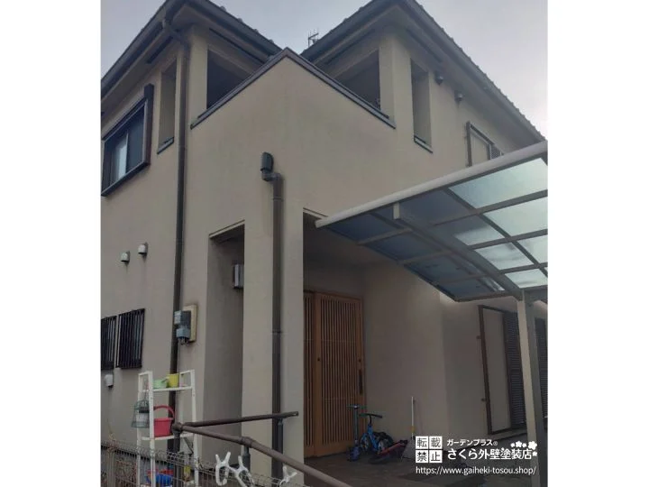 No.616 上品なベージュで和の趣を引き立てる外壁塗装工事[塗装前]