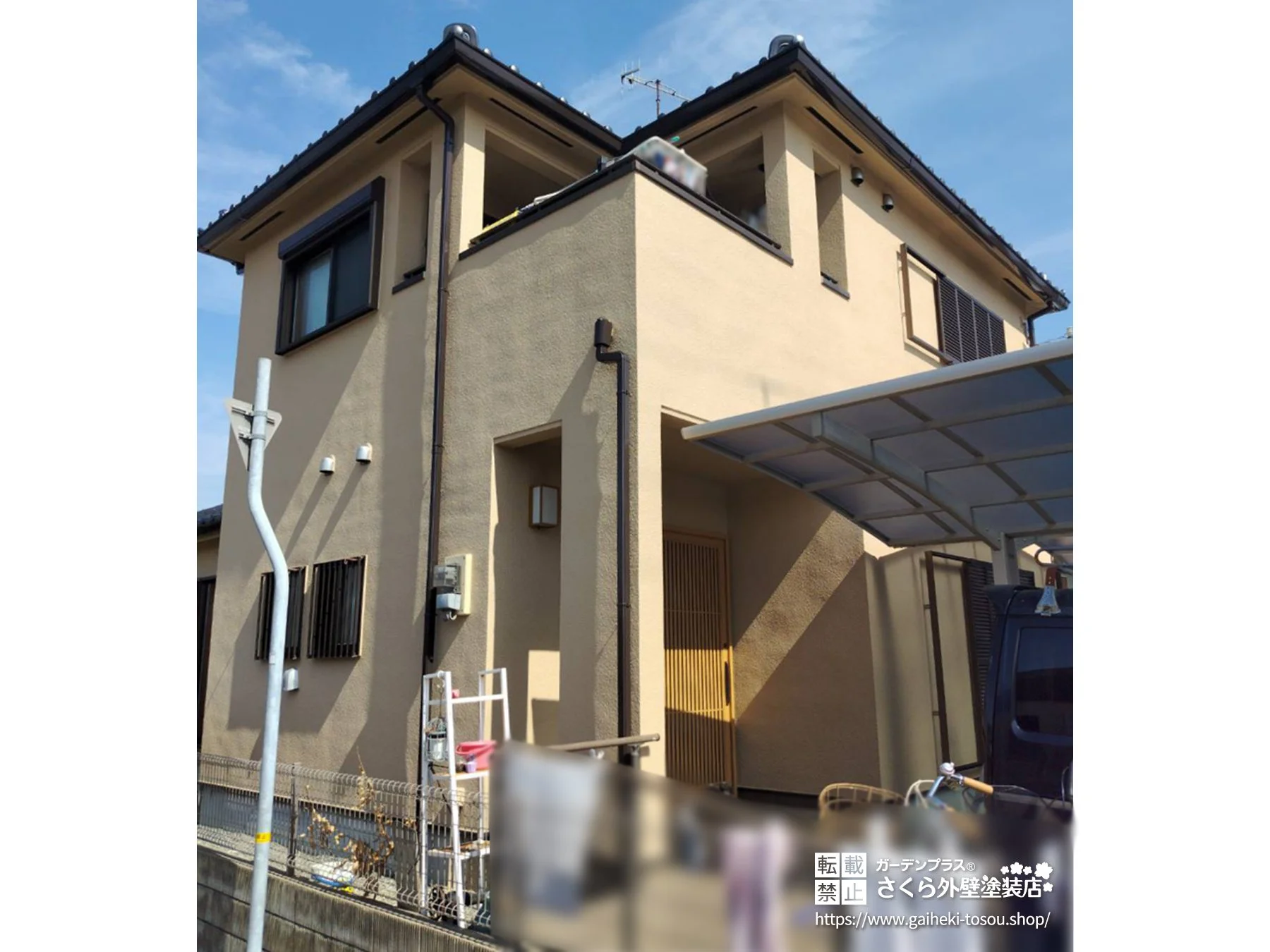 No.616 上品なベージュで和の趣を引き立てる外壁塗装工事[塗装後]