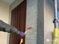 外壁塗装➁ タイル柄サイディング部はクリアー塗装でしっかり保護しました。[外壁（タイル柄サイディング部）・クリアー塗装2回目]