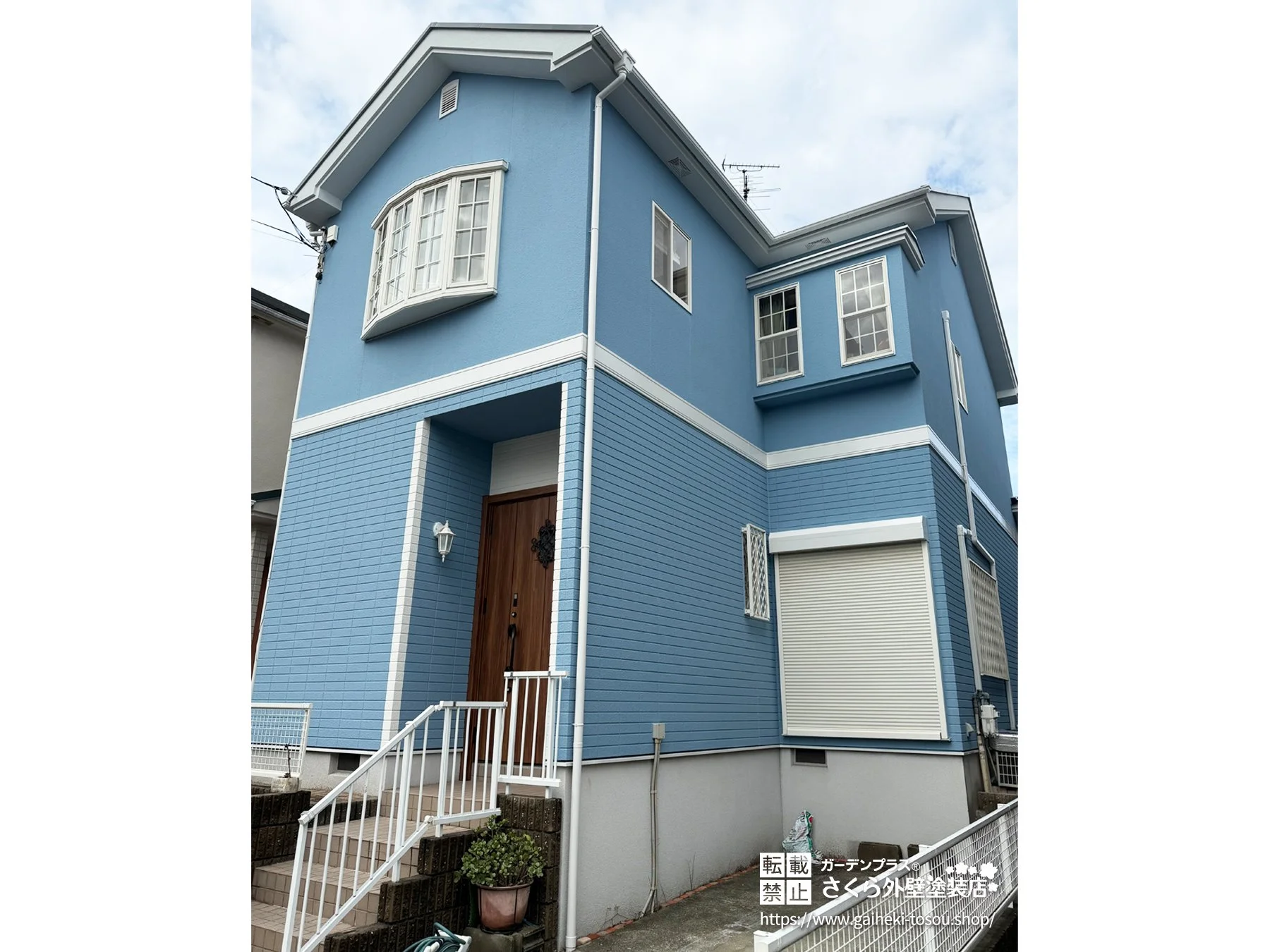 No.630 ベージュからブルーへ！爽やかな印象に生まれ変わった外壁塗装・屋根塗装工事[塗装後]
