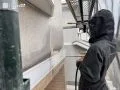 外壁塗装 爽やかなブルーで清潔感が際立つ仕上がりとなりました。[外壁・高圧洗浄]