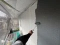 外壁塗装 グレー×グレージュのツートンカラーで、上品さが際立つ仕上がりとなりました。[外壁・中塗り]