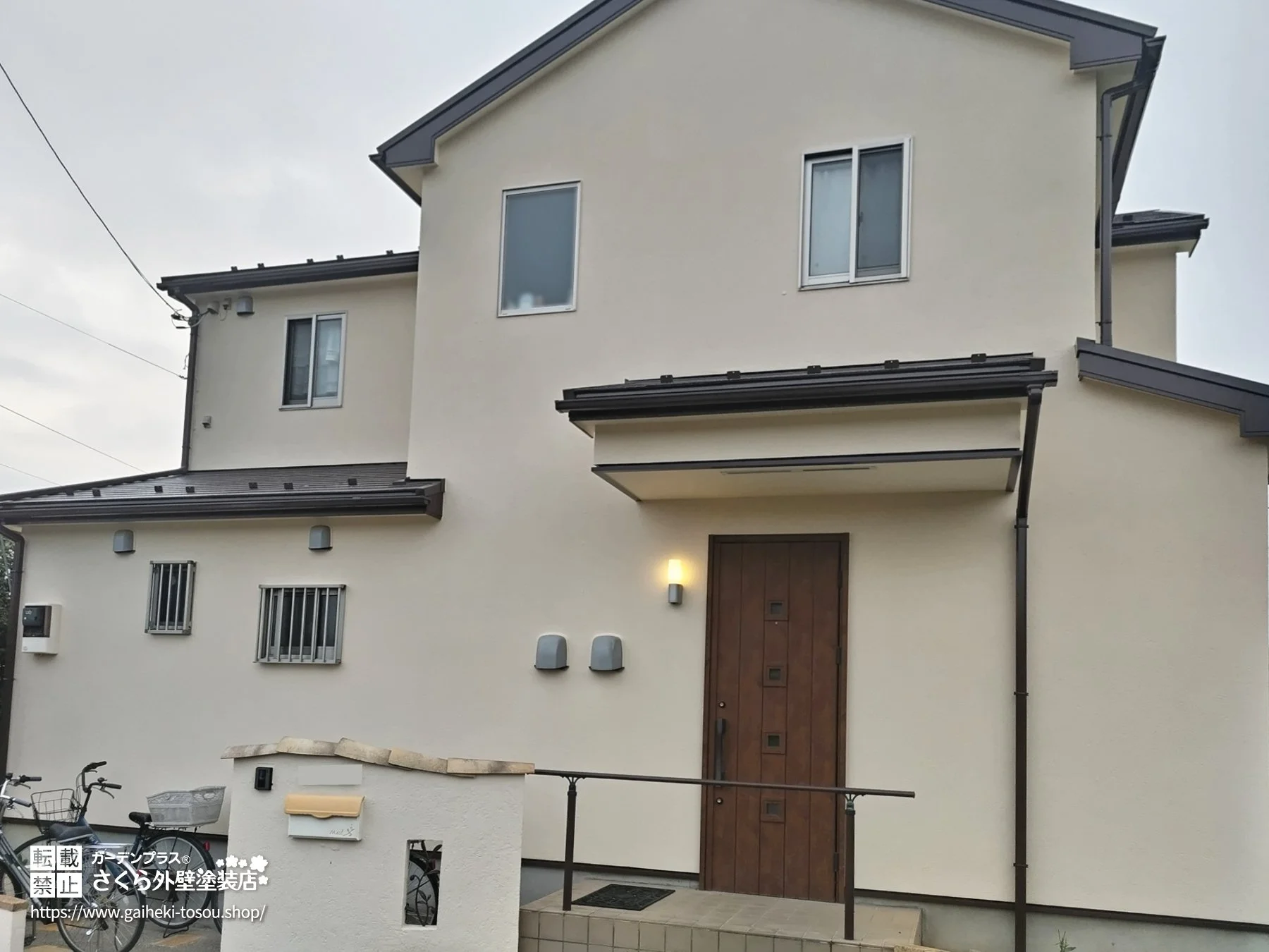 No.637 ジョリパットの風合いを活かしたベージュの外壁塗装・屋根塗装工事[塗装後]