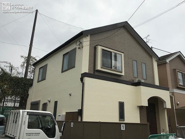 メリハリのあるツートンカラーに生まれ変わった外壁塗装 さくら外壁塗装店 外壁塗装リフォーム工事専門店