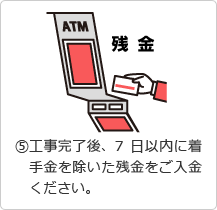 &amp;#9316;工事完了後、7日以内に着手金を除いた残金をご入金ください。