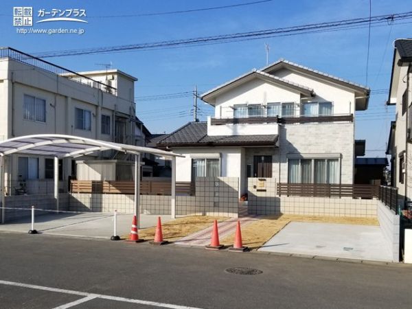 No.10044 落ち着きのある和のお住まいに自然と華を添える新築外構一式工事