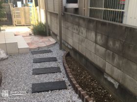 コンクリート製枕木で園路を設置