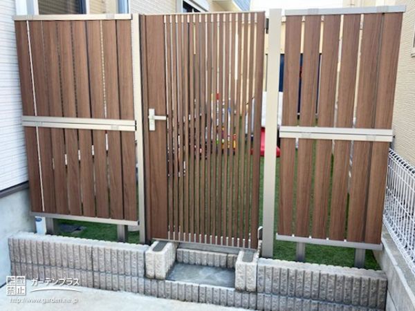 No.15565 お子様がお庭で安全に遊べる門扉付き目隠しフェンスの設置工事