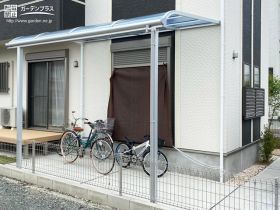 高さのあるワイドなテラス屋根を用いた駐輪スペース工事