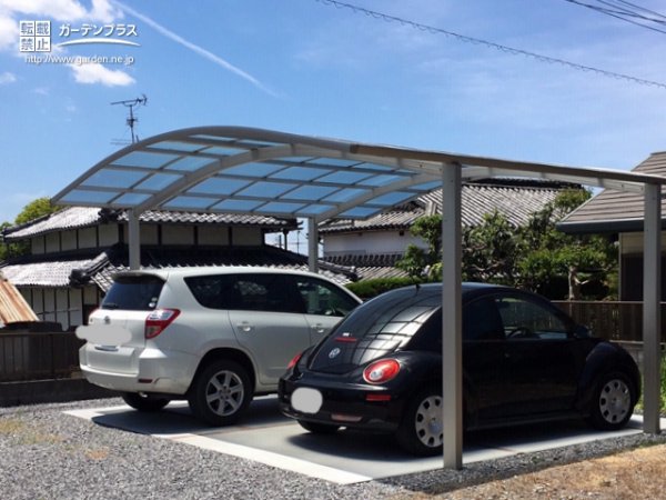 No.6042 アーチ状のスマートな大きな屋根がお車をしっかりガードする駐車スペース設置工事