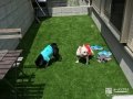 お子様とワンちゃんと一緒にお庭で外遊びを楽しめる人工芝のお庭