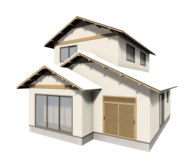 伝統的な和風住宅のかっこいいカメオホワイト色の外壁塗装