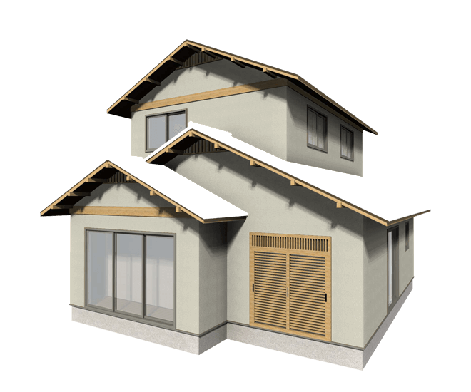 落ち着きのある和風住宅の落ち着いたアイボリーグレー色の外壁塗装