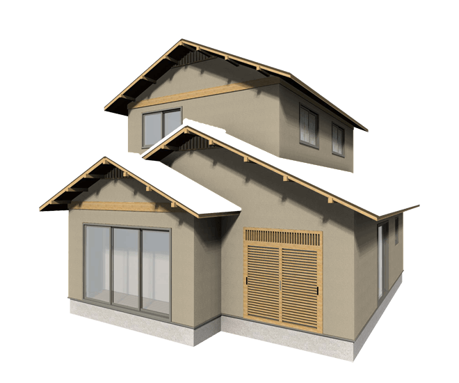 リノベーションした和風住宅のシンプルなカシミヤ色の外壁塗装