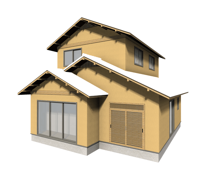 リノベーションした和風住宅のかっこいいオーカー色の外壁塗装