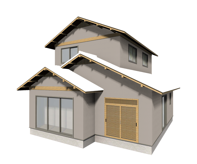 趣ある和風住宅の落ち着いたローズグレー色の外壁塗装