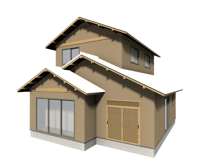 こだわり和風住宅の明るいコルク色の外壁塗装