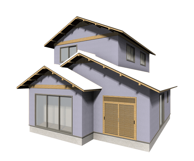 落ち着きのある和風住宅の明るいラベンダー色の外壁塗装