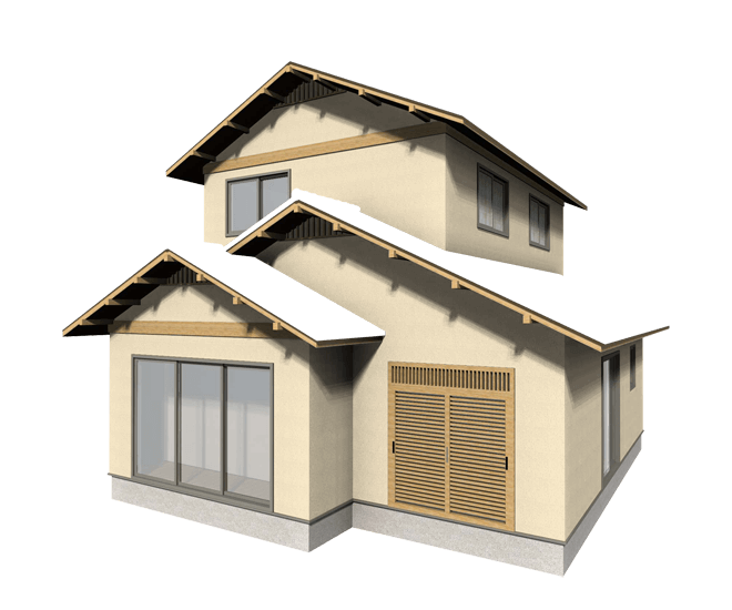 リノベーションした和風住宅のかっこいいクリーム色の外壁塗装