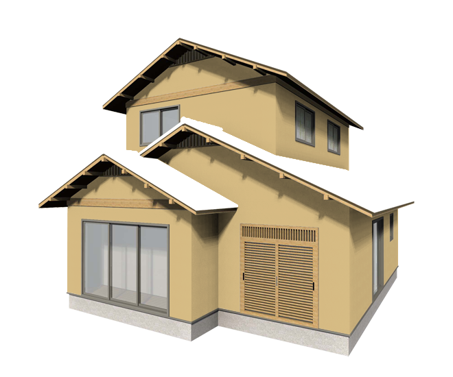 こだわり和風住宅のかっこいいサンドベージュ色の外壁塗装