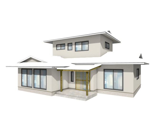 落ち着きのある和風住宅のスタイリッシュなオフホワイト色の外壁塗装