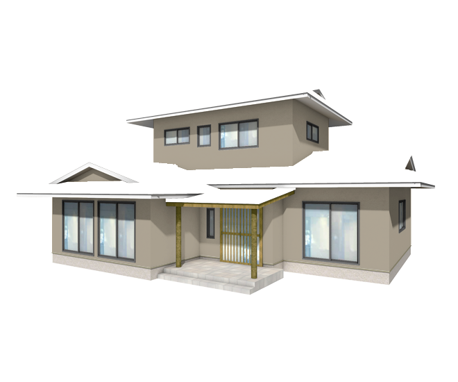 こだわり和風住宅のかわいいシルキーグレー色の外壁塗装