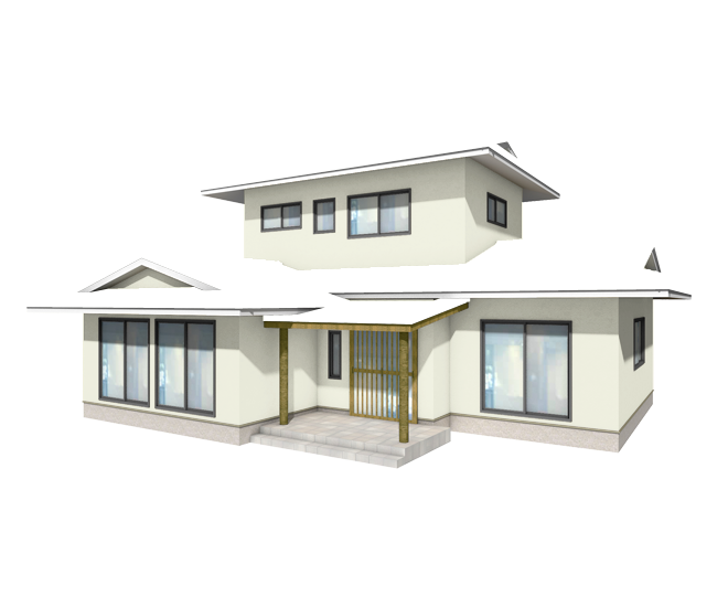 こだわり和風住宅のスタイリッシュなオイスターホワイト色の外壁塗装