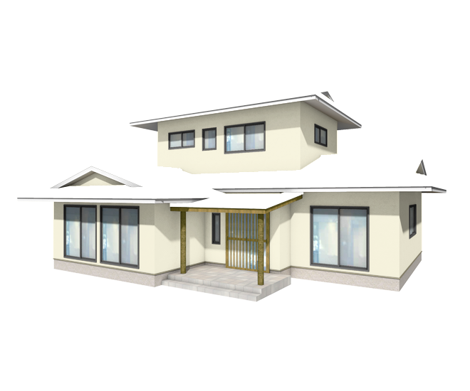 リノベーションした和風住宅のスタイリッシュなシルキー色の外壁塗装