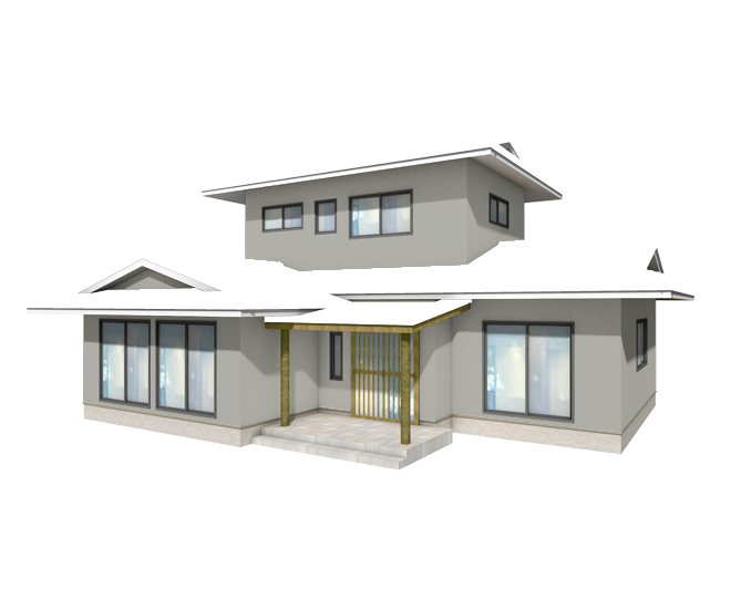 リノベーションした和風住宅の落ち着いたかすみ色の外壁塗装