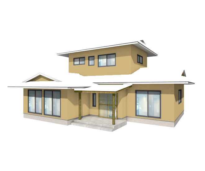 伝統的な和風住宅のかっこいいサンドベージュ色の外壁塗装